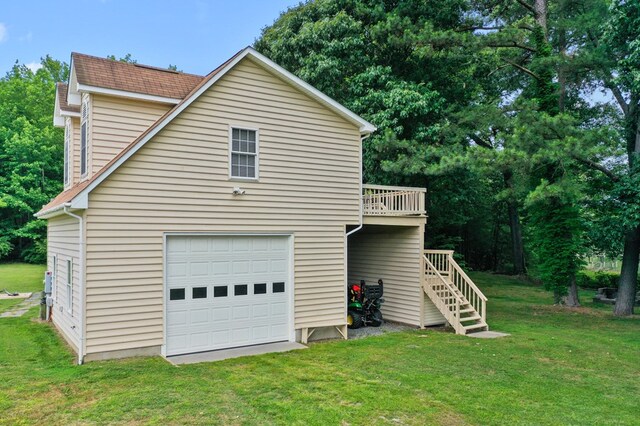 367 Edgewater Ln, Montross, VA 22520 - view of side of property featuring a lawn, stairs, and a wooden deck