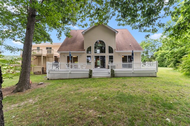 367 Edgewater Ln, Montross, VA 22520 - rear view of property with a yard and a wooden deck