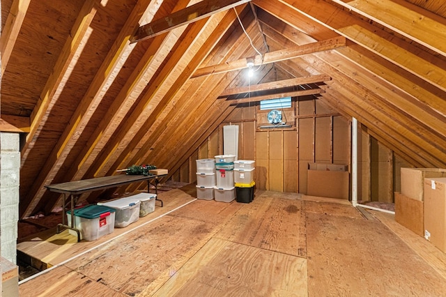 view of unfinished attic
