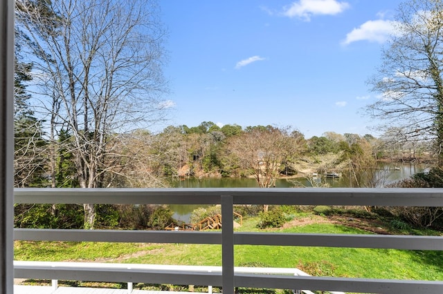 exterior space featuring a water view