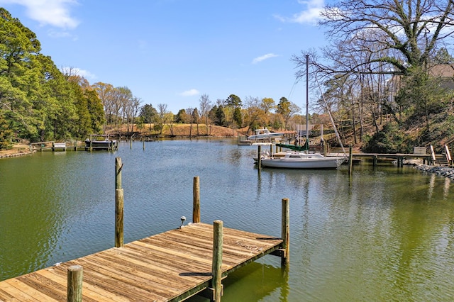 view of dock featuring a water view