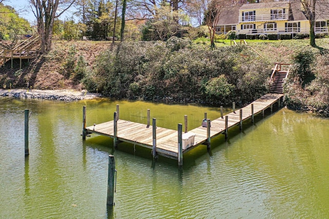 view of dock featuring a water view