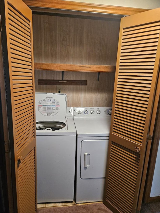 washroom featuring carpet and washer and clothes dryer