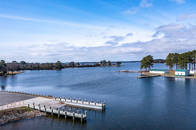 dock area featuring a water view