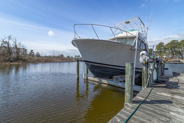 view of dock featuring a water view