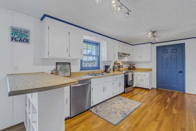 kitchen featuring white cabinetry, stainless steel appliances, and sink