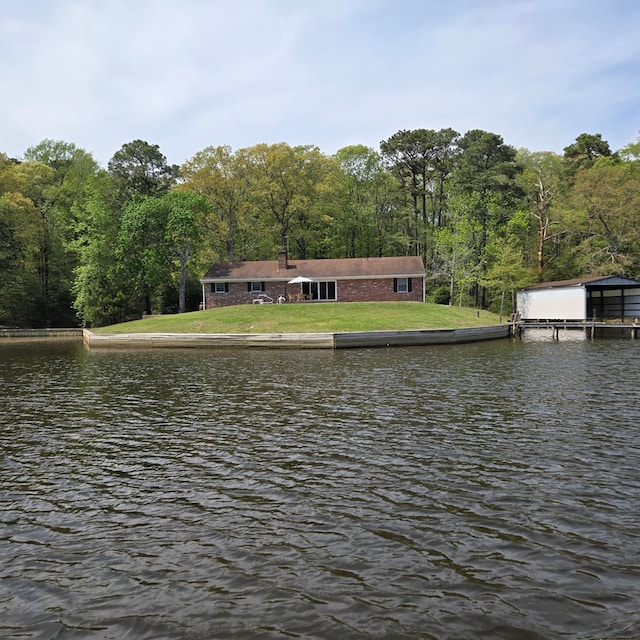 water view with a forest view