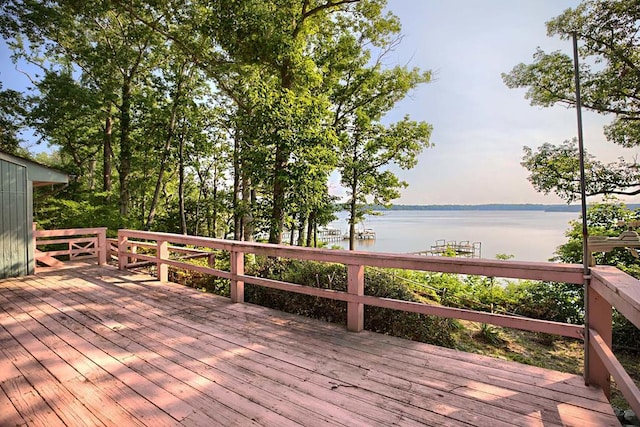1061 Twiggs Ferry Rd, Hartfield, VA 23071 - wooden deck featuring a water view