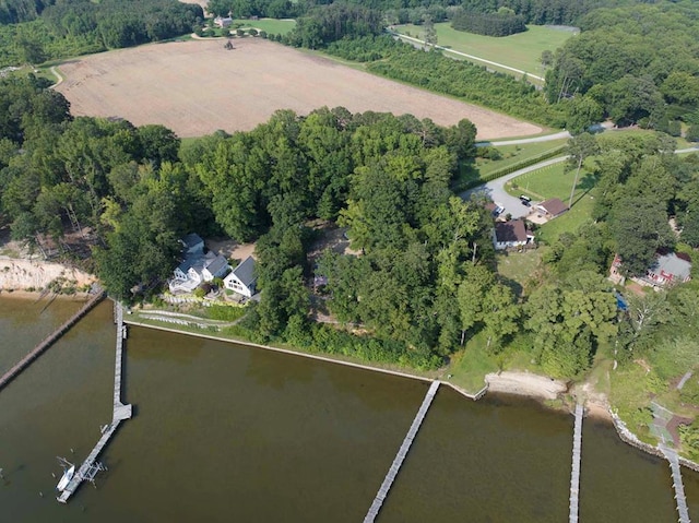 1061 Twiggs Ferry Rd, Hartfield, VA 23071 - aerial overview of property's location with a large body of water and rural landscape