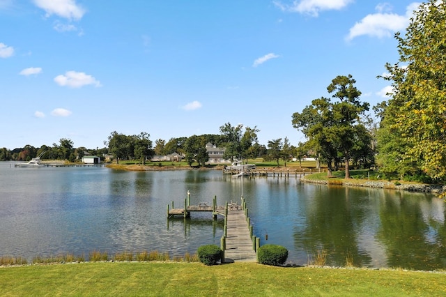 view of dock featuring a water view