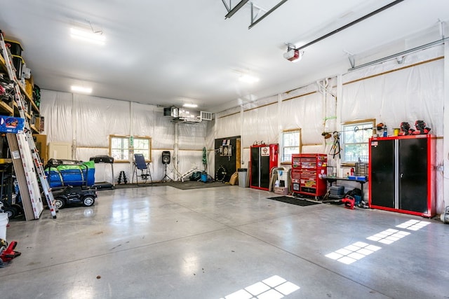 garage featuring a workshop area