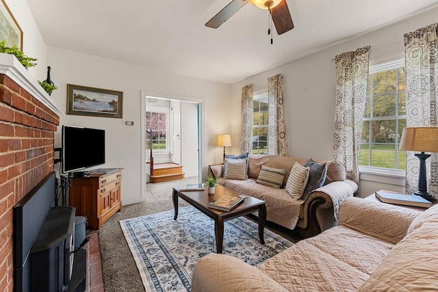 15498 Kings Hwy, Montross, VA 22520 - carpeted living area featuring plenty of natural light and a ceiling fan