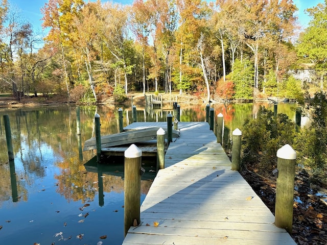 view of dock featuring a water view