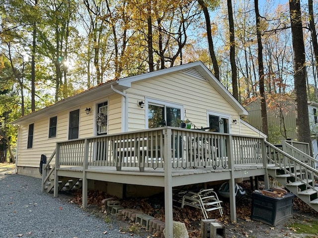 exterior space featuring a wooden deck