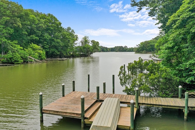 dock area featuring a water view