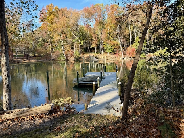 view of dock featuring a water view