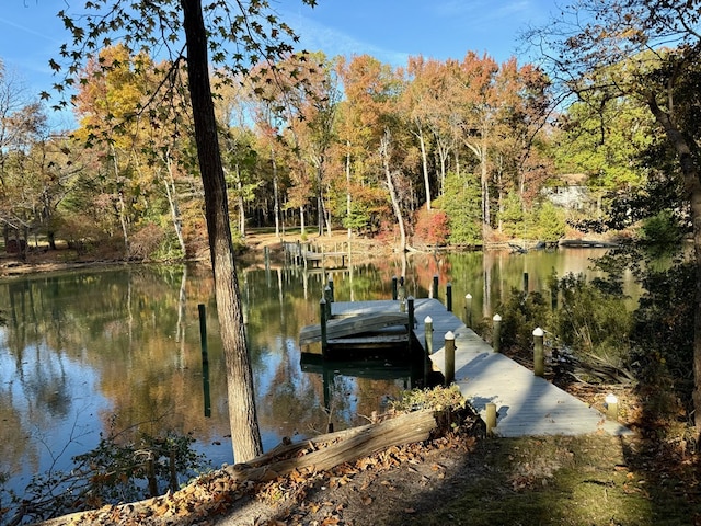 view of dock featuring a water view