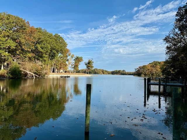 view of dock featuring a water view