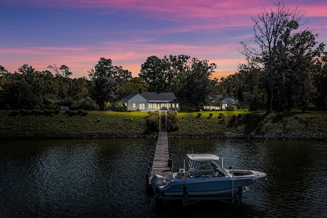 view of dock featuring a water view