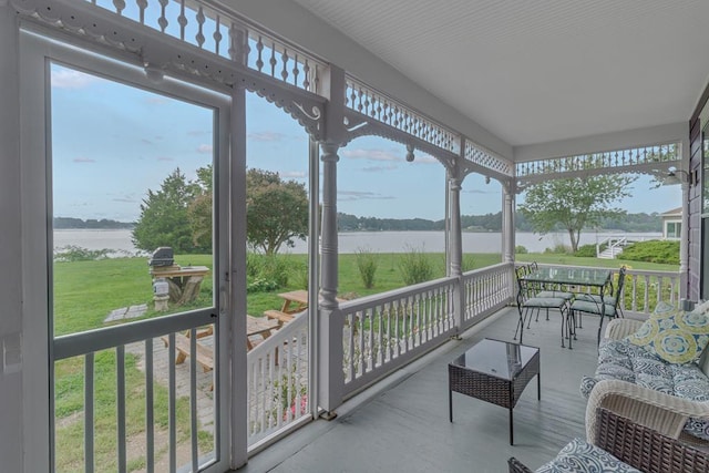 balcony with a water view