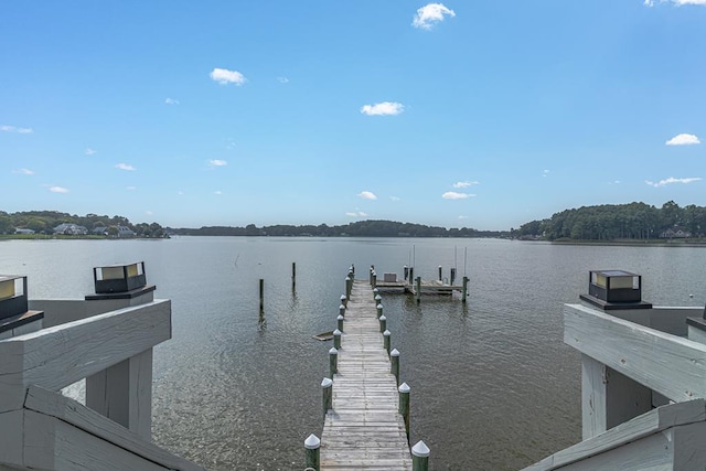 view of dock featuring a water view