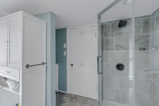 bathroom featuring a shower stall