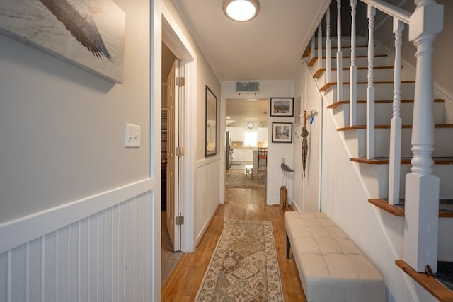 hall featuring light hardwood / wood-style flooring