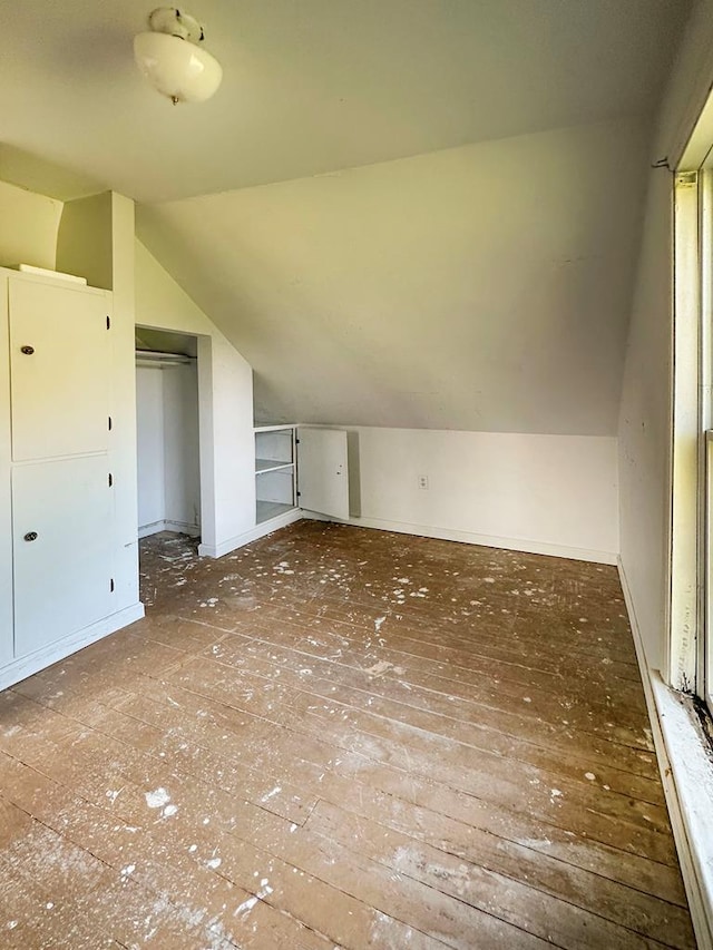 additional living space featuring vaulted ceiling