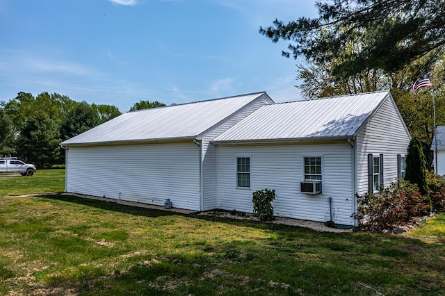 2920 Newmans Neck Rd, Heathsville, VA 22473 - view of side of home with a lawn, metal roof, and cooling unit