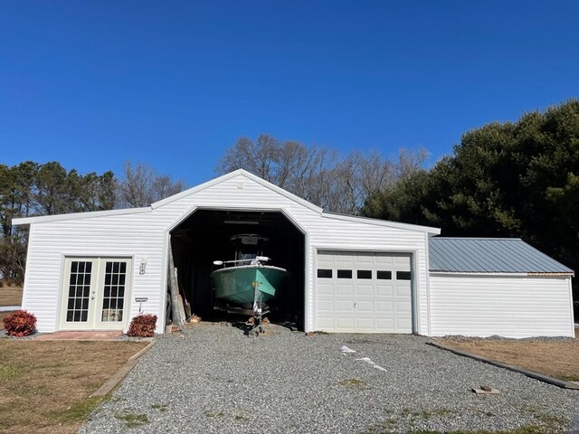 2920 Newmans Neck Rd, Heathsville, VA 22473 - detached garage with french doors