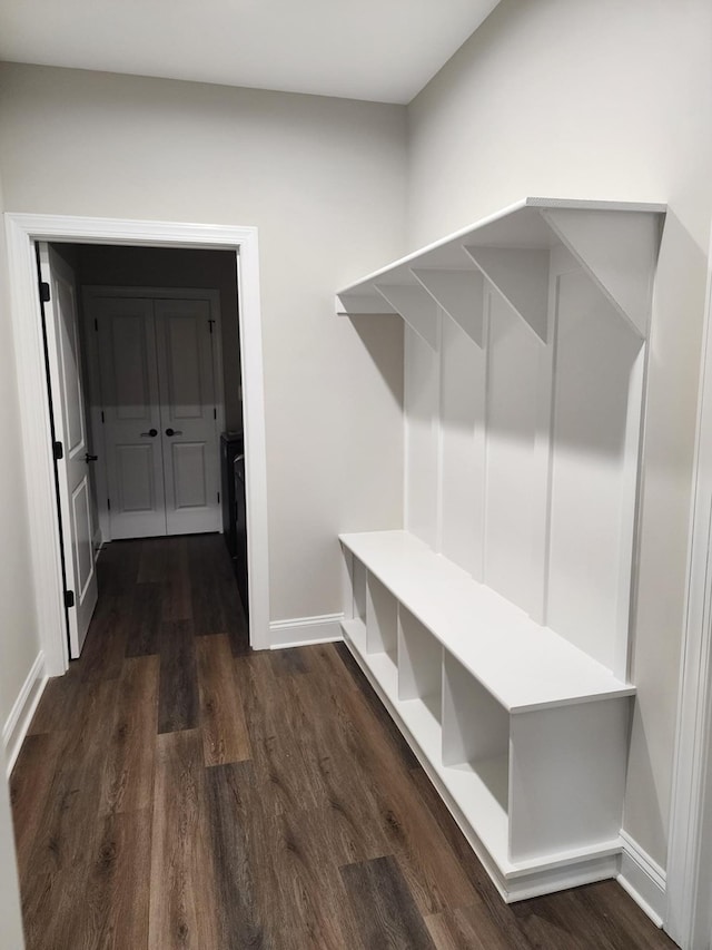 mudroom with dark hardwood / wood-style floors