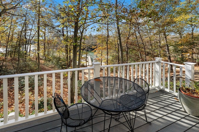 wooden terrace with a water view