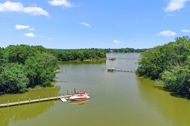 309 Nomini Bay Dr, Montross, VA 22520 - water view with a boat dock and a heavily wooded area