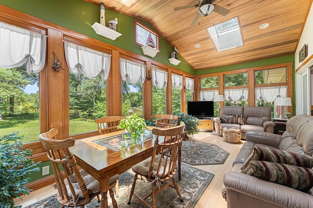 309 Nomini Bay Dr, Montross, VA 22520 - sunroom / solarium with wood ceiling, a skylight, vaulted ceiling, and wood-type flooring