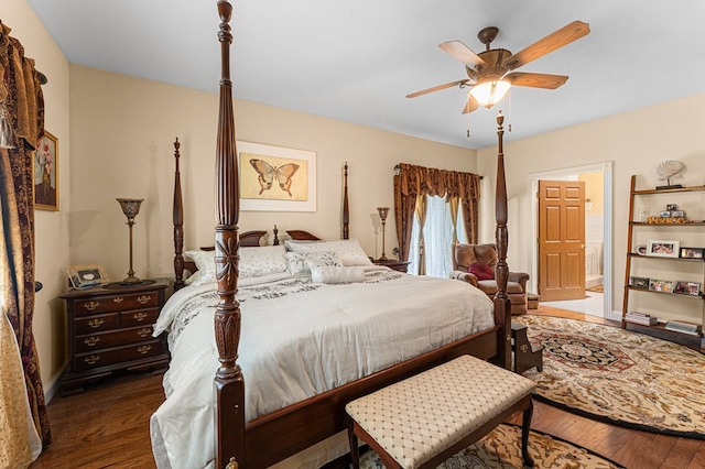 309 Nomini Bay Dr, Montross, VA 22520 - bedroom with wood finished floors, ensuite bathroom, and ceiling fan