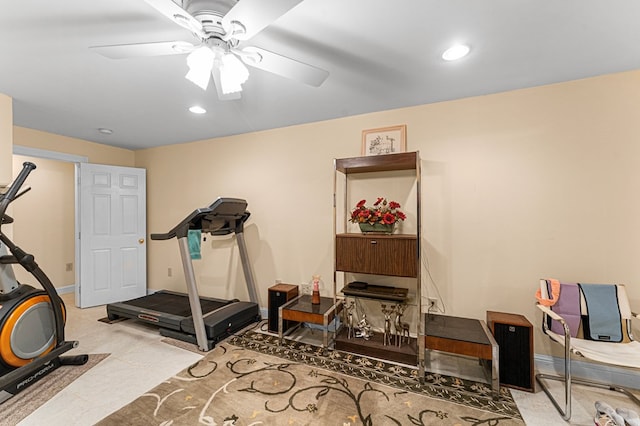309 Nomini Bay Dr, Montross, VA 22520 - workout area with a ceiling fan and recessed lighting