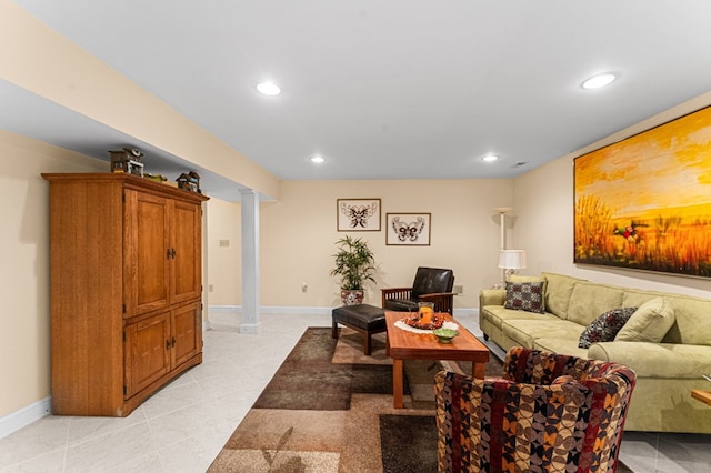 309 Nomini Bay Dr, Montross, VA 22520 - living area with recessed lighting and light tile patterned floors