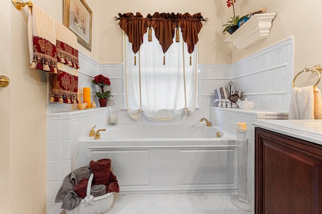 309 Nomini Bay Dr, Montross, VA 22520 - bathroom featuring a bath, vanity, and marble finish flooring
