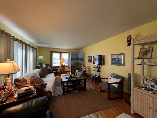 living area featuring wood finished floors