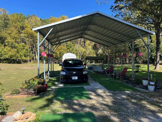 view of vehicle parking with a detached carport