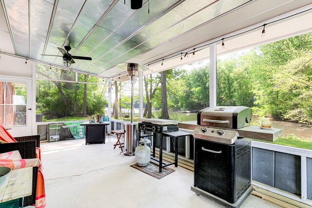 62 Denver Rd, Heathsville, VA 22473 - view of patio / terrace featuring a ceiling fan and view of wooded area