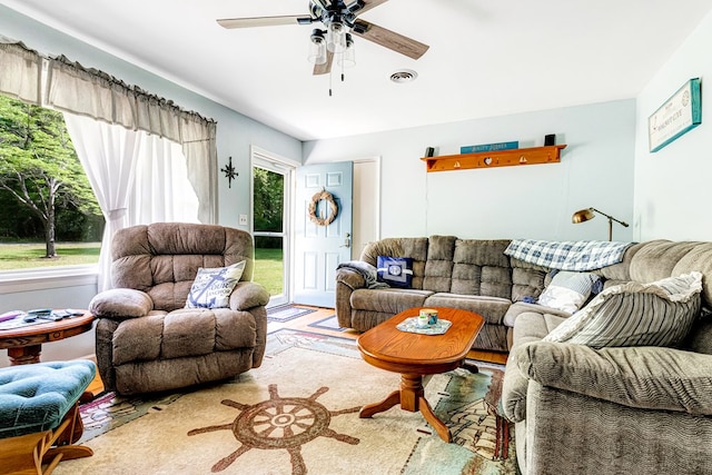 62 Denver Rd, Heathsville, VA 22473 - living room with a ceiling fan