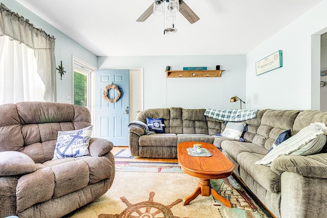 62 Denver Rd, Heathsville, VA 22473 - living area featuring a ceiling fan and wood finished floors