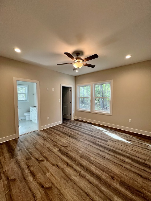 366 N Glebe Rd, Montross, VA 22520 - spare room featuring dark wood-style floors, a ceiling fan, baseboards, and recessed lighting