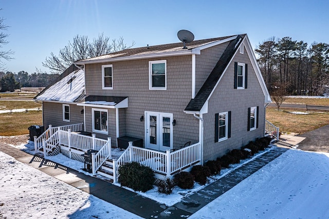 view of snow covered property