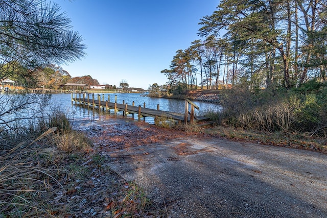 dock area featuring a water view