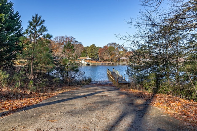 view of water feature featuring a dock