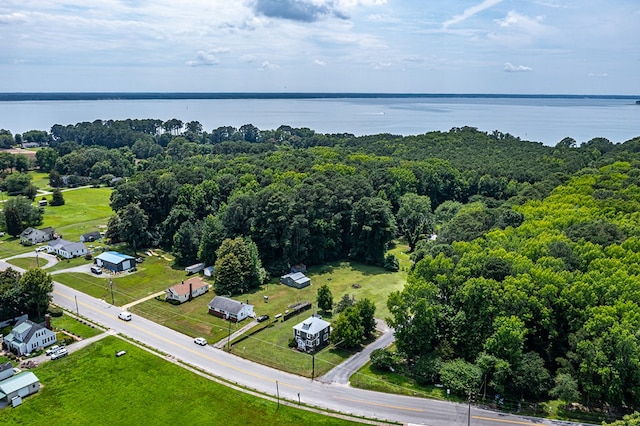 19 Wharton Grove Ln, Weems, VA 22576 - aerial view of a nearby body of water and a heavily wooded area
