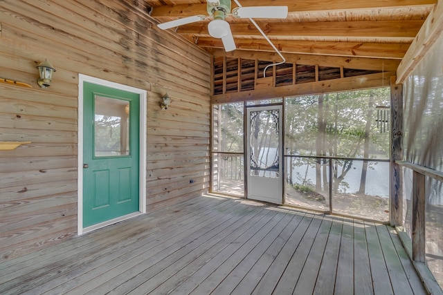 912 Levelgreen Rd, Lancaster, VA 22503 - unfurnished sunroom featuring a ceiling fan