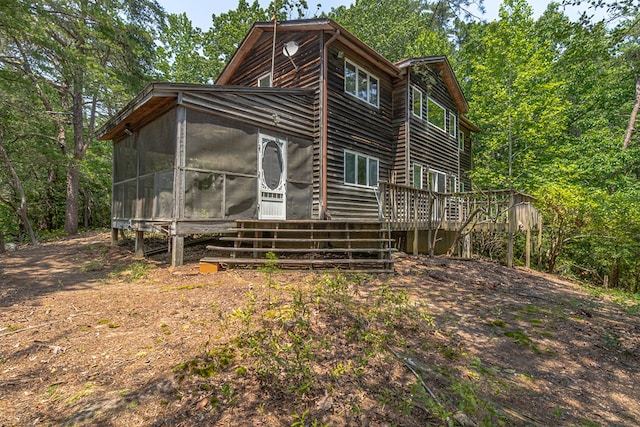 912 Levelgreen Rd, Lancaster, VA 22503 - back of property with a sunroom and a deck